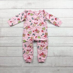Dr. Seuss Baby Christmas Romper Pink Grinch Cindy Lou Who One Piece 18 Months